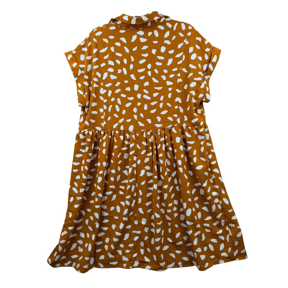 Umgee Womens Medium Mustard Yellow Abstract Print Babydoll Mini Dress - Picture 2 of 4
